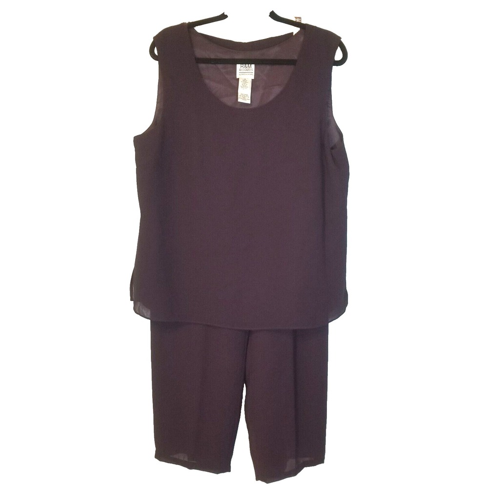 RM Richards by Karen Wong 2 Piece Pull On Tunic Tank/Pant Set Plum Size 16